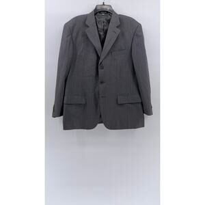 LE COLLEZIONI Men's Dark Gray Striped Three-Button Notch Collar Blazer SZ 42S
